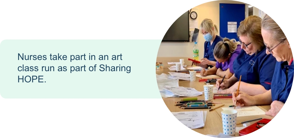 Nurses take part in an art class run as part of Sharing HOPE.